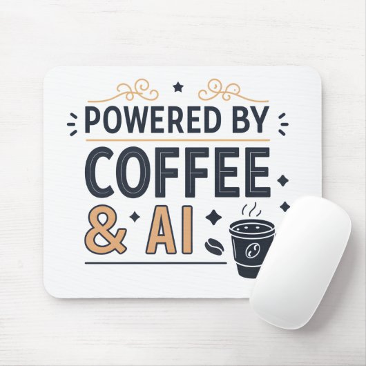 Powered by Coffee & AI Retro Tech Vector マウスパッド (マウス)