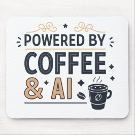 Powered by Coffee & AI Retro Tech Vector マウスパッド