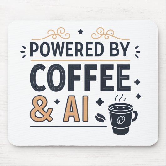 Powered by Coffee & AI Retro Tech Vector マウスパッド (正面)