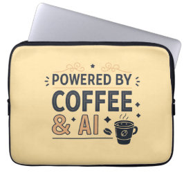 Powered by Coffee & AI Retro Tech Vector ラップトップスリーブ