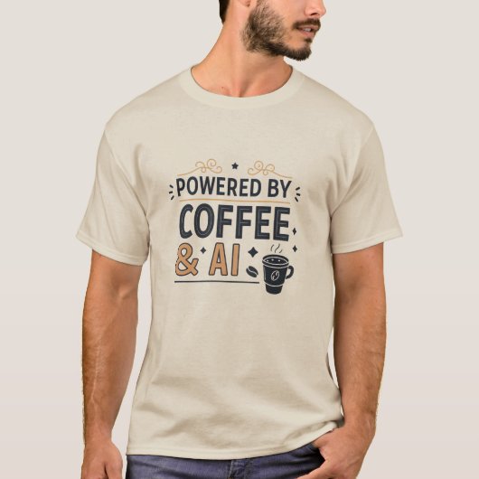 Powered by Coffee & AI Retro Tech Vector Tシャツ (正面)