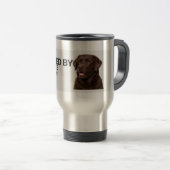 Powered by Coffee and a Lab Stainless Travel Mug トラベルマグ (正面右)
