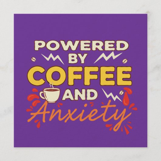 Powered by Coffee and Anxiety | Funny Retro Typogr 招待状 (正面)