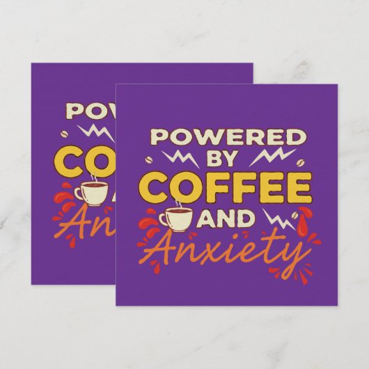 Powered by Coffee and Anxiety | Funny Retro Typogr 招待状 (正面/裏面)