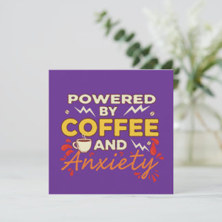 Powered by Coffee and Anxiety | Funny Retro Typogr 招待状