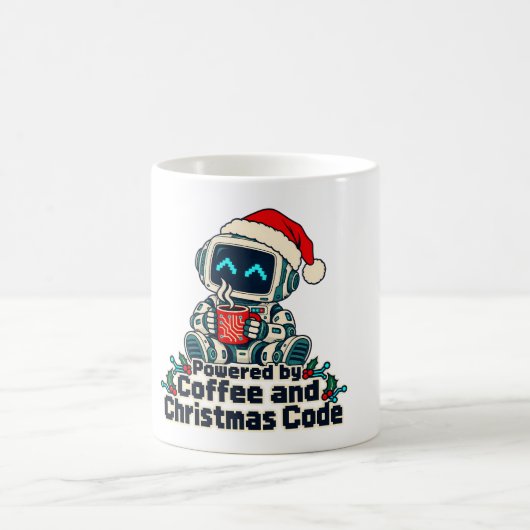 Powered by Coffee and Christmas Code Robot コーヒーマグカップ (中央)