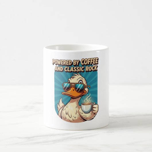 Powered by Coffee and Classic Rock - Cool Duck コーヒーマグカップ (中央)