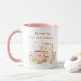 Powered by Coffee and Cuteness Cute Cat Sweet Pink マグカップ