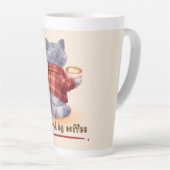 "Powered by Coffee" Cat Holding A Cup of Coffee カフェラテマグ (右アングル)