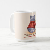 "Powered by Coffee" Cat Holding A Cup of Coffee コーヒーマグカップ (正面左)
