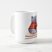 "Powered by Coffee" Cat Holding A Cup of Coffee コーヒーマグカップ (正面左)