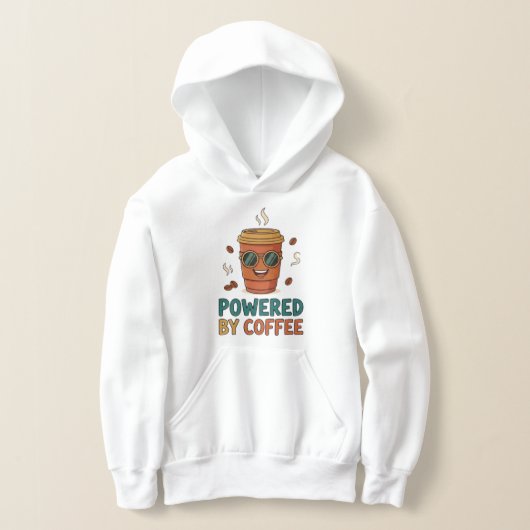 Powered by Coffee Cute Cartoon Hoodie (レイダウン)
