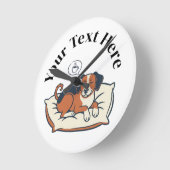 Powered by Coffee & Dog Dreams ラウンド壁時計 (傾斜)