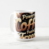Powered by coffee Fueled by Freedom コーヒーマグカップ (正面左)