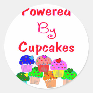 Powered by Cupcakes- – 愛らしいCupcake愛好家の贈り物 ラウンドシール