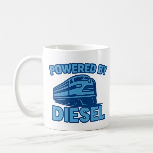 Powered By Diesel Retro Train Design コーヒーマグカップ (左)