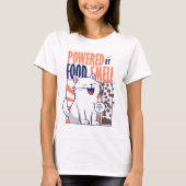 Powered by Food Smell | Funny Cat Design Tシャツ (正面)