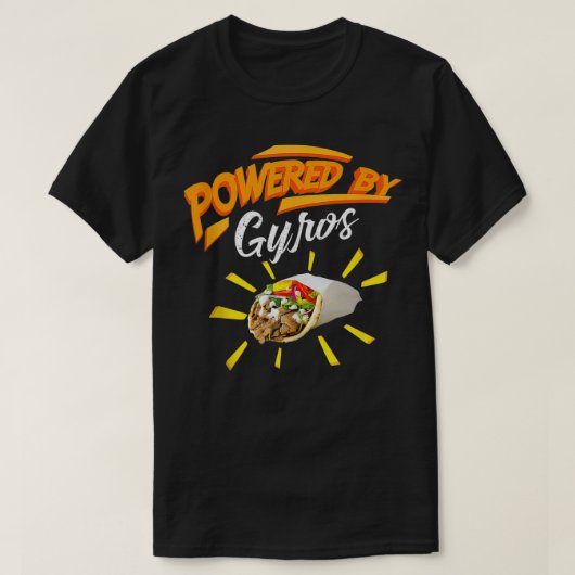 Powered By Gyros Cute Mediterranean Dish Gift Tシャツ (デザイン正面)
