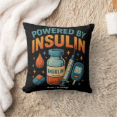 Powered by Insulin Diabetes Awareness Funny Quote  クッション (ブランケット)