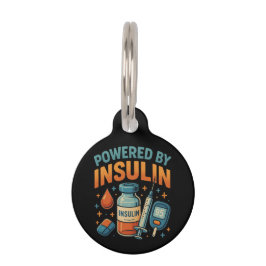Powered by Insulin Diabetes Awareness Funny Quote  ペット　ネームタグ