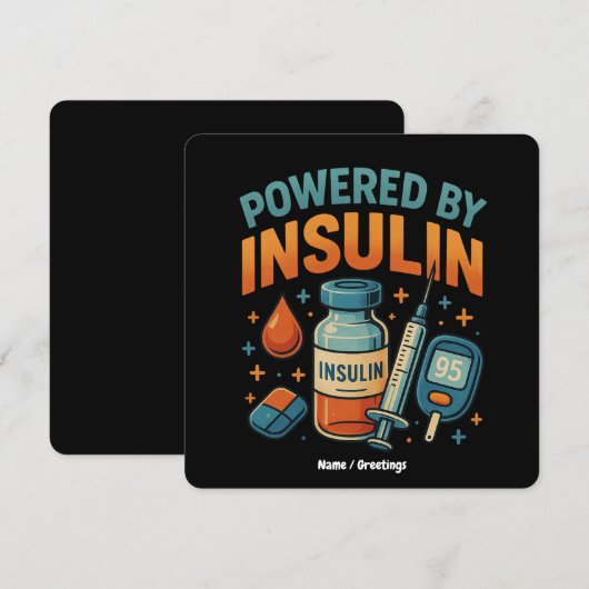 Powered by Insulin Diabetes Awareness Funny Quote  招待状 (正面/裏面)