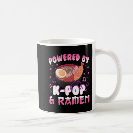 Powered by Kpop and Ramen Kpop Kawaii Anime Gift G コーヒーマグカップ (右)