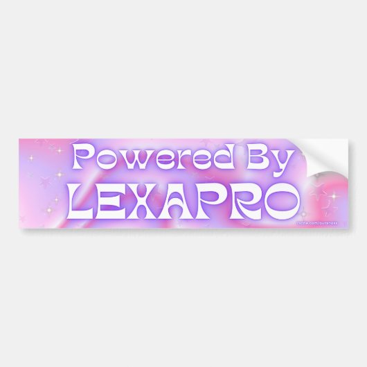 Powered By Lexapro – 車おもしろいのミーム バンパーステッカー (正面)