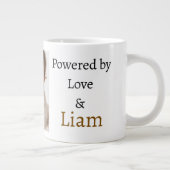 Powered by Love & Custom Name Photo Mug | Personal ジャンボコーヒーマグカップ (右)