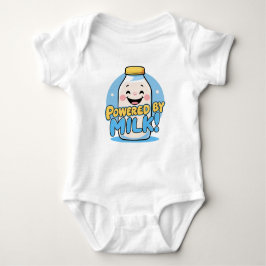Powered by Milk – Funny Baby Quote Bodysuit ベビーボディスーツ