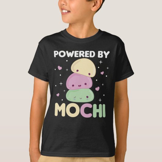 Powered By Mochi - Kawaii Mochi Ice Cream Tシャツ (正面)