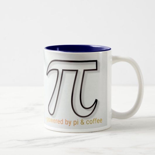 Powered by Pi & Coffee Mug – Minimalist Math Gift  ツートーンマグカップ (右)