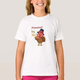 Powered by Pie | かわいい感謝祭の子供たちのタイポグラフィ Tシャツ