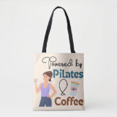Powered by Pilates And Coffee Quote Fitness Yoga トートバッグ (正面)