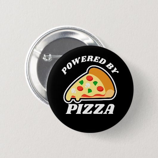 'Powered by Piza'ピザの愛好家 缶バッジ (正面&裏面)