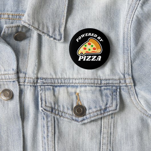 'Powered by Piza'ピザの愛好家 缶バッジ (インサイチュ)