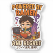 Powered by Ramen and Regret シール (正面)