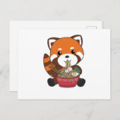 Powered By Ramen Cute Red Panda Eats Ramen Noodles ポストカード (正面/裏面)