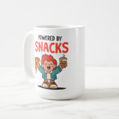 Powered by Snacks – Cute Cartoon Food Lover Design コーヒーマグカップ (正面左)
