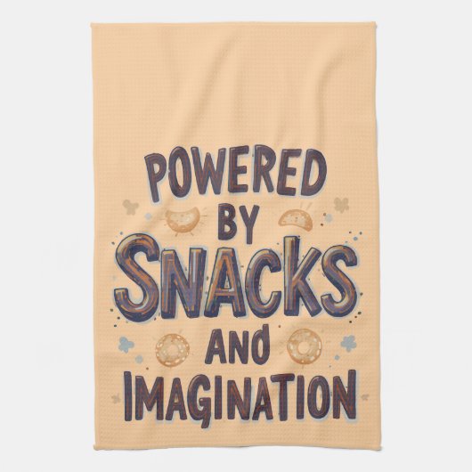 Powered by Snacks Imagination Funny Food Quote Typ キッチンタオル (縦)