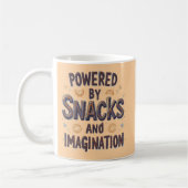 Powered by Snacks Imagination Funny Food Quote Typ コーヒーマグカップ (左)