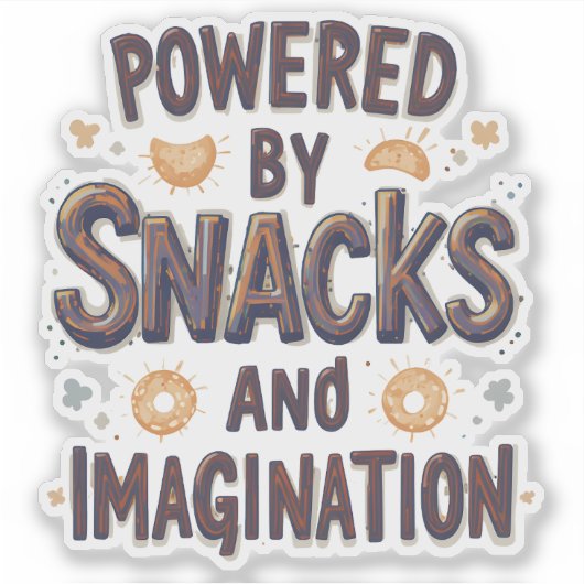 Powered by Snacks Imagination Funny Food Quote Typ シール (正面)