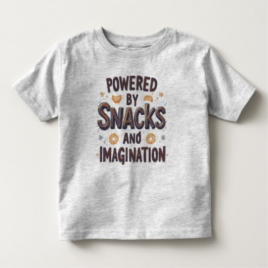 Powered by Snacks Imagination Funny Food Quote Typ トドラーTシャツ (正面)