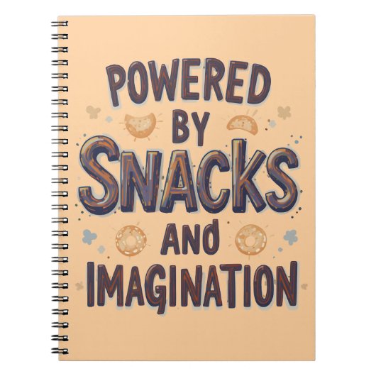 Powered by Snacks Imagination Funny Food Quote Typ ノートブック (正面)