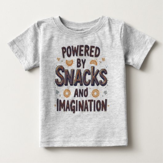 Powered by Snacks Imagination Funny Food Quote Typ ベビーTシャツ (正面)
