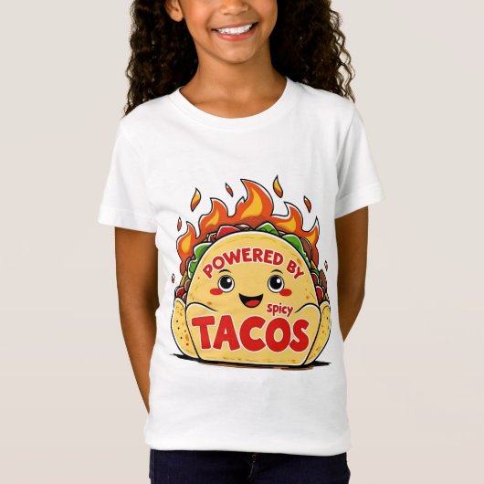 Powered by Spicy Tacos T-Shirt – Funny Foodie Grap Tシャツ (正面)
