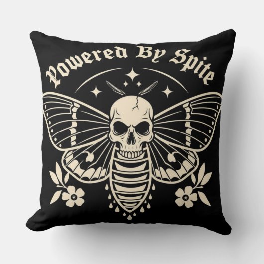 "Powered By Spite" Dead Moth Pillow クッション (正面)