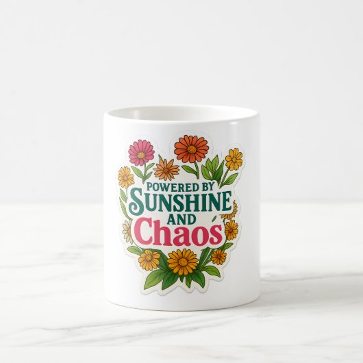 🌼🌞 “Powered by Sunshine and Chaos” Mug ☕💥 コーヒーマグカップ (中央)