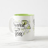 Powered By Tea Cute Teacup Tea Bag Illustration ツートーンマグカップ (正面左)