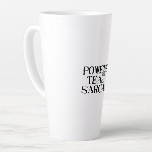 Powered by Tea & Sarcasm カフェラテマグ (左アングル)