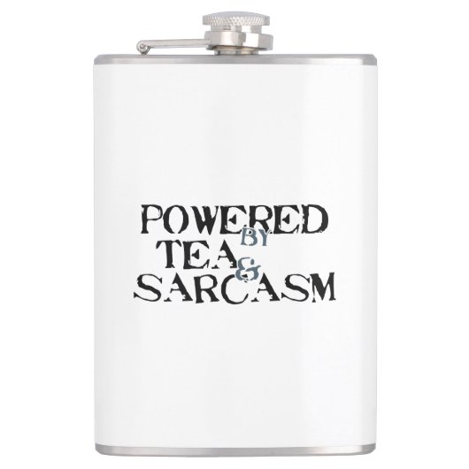 Powered by Tea & Sarcasm フラスク (正面)